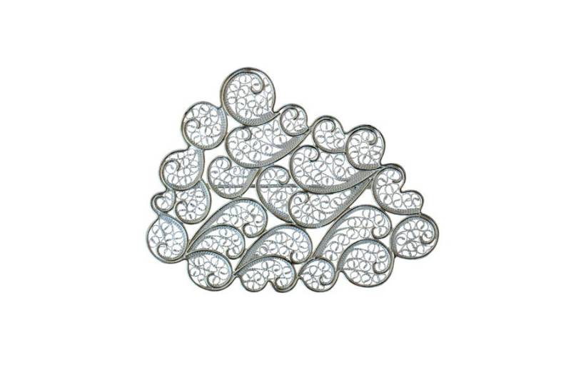 Große Wolken Brosche in Filigran Handgemacht, Aus Sterling Silber Oder Vergoldetem von SusanaTeixeiraJewels