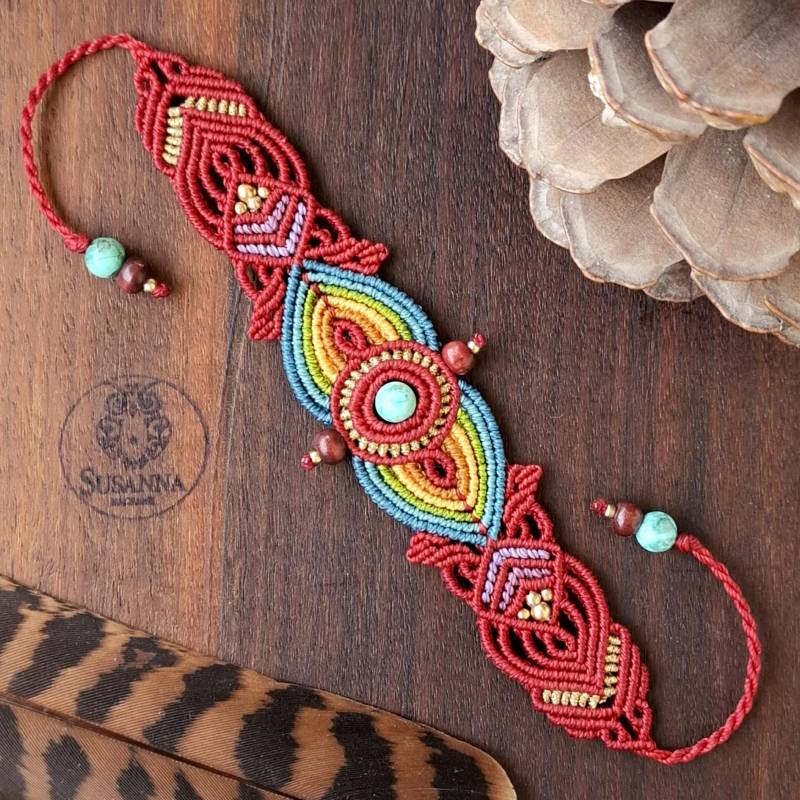 Chakra Armband Rot Mit Türkis Chakra Armband Rot Mit Türkis von SusannaMacrame