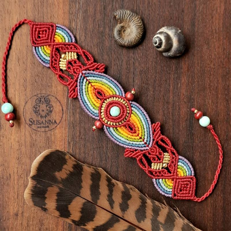 Chakra Armband Rot Mit Türkis Chakra Armband Rot Mit Türkis von SusannaMacrame