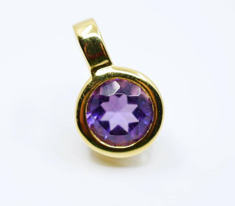 Amethyst Anhänger Gold Rund von SusanneKringsSchmuck
