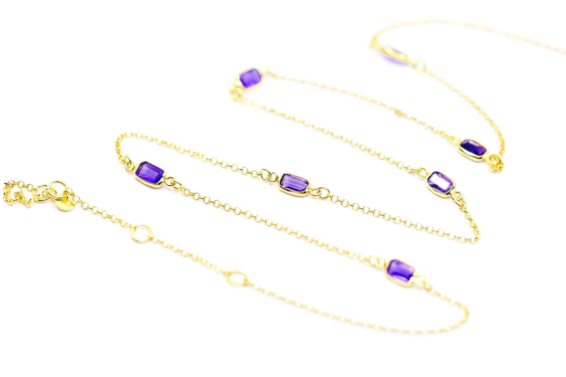 Amethyst Kette Zierlich, Verstellbar 40-47cm von SusanneKringsSchmuck