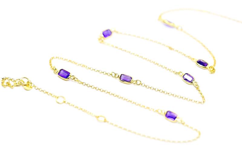 Amethyst Kette Zierlich, Verstellbar 40-47cm von SusanneKringsSchmuck