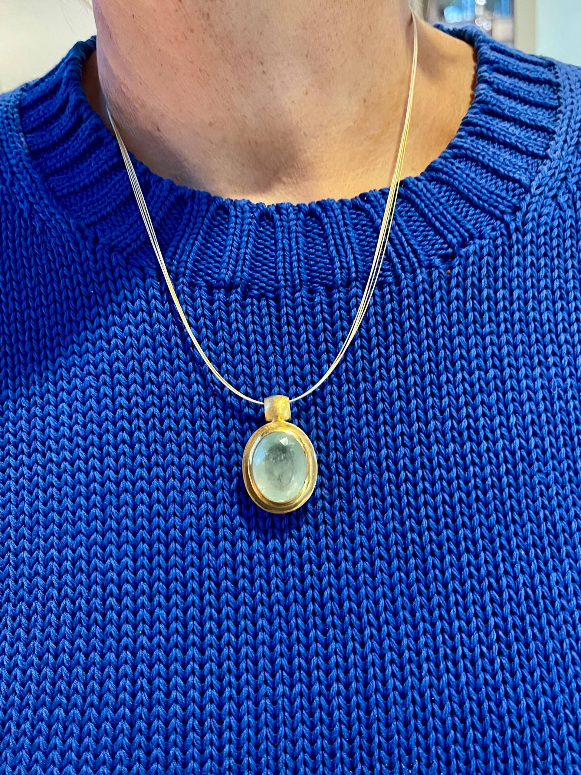 Aquamarin Anhänger Gold Oval Groß von SusanneKringsSchmuck