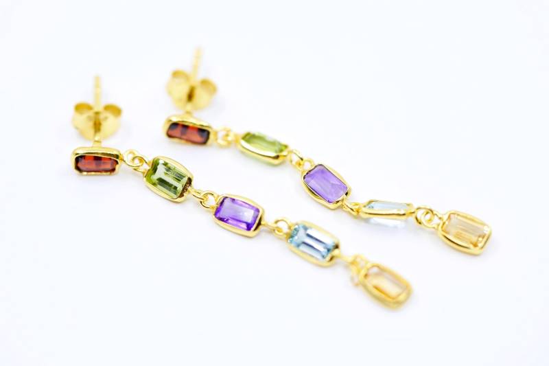 Bunte Ohrringe Zierlich, Gold von SusanneKringsSchmuck