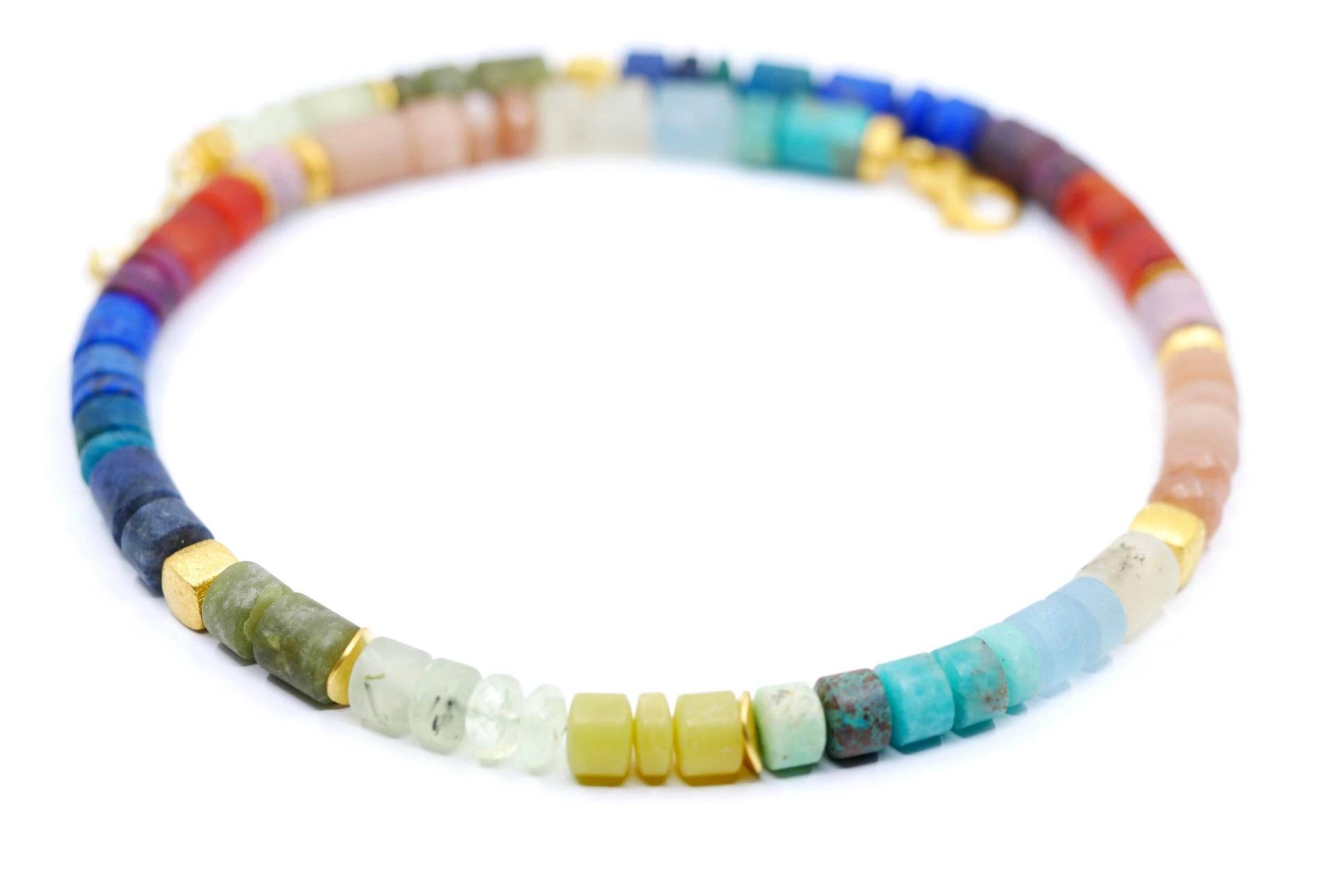 Große Bunte Edelstein Kette 45-49cm von SusanneKringsSchmuck