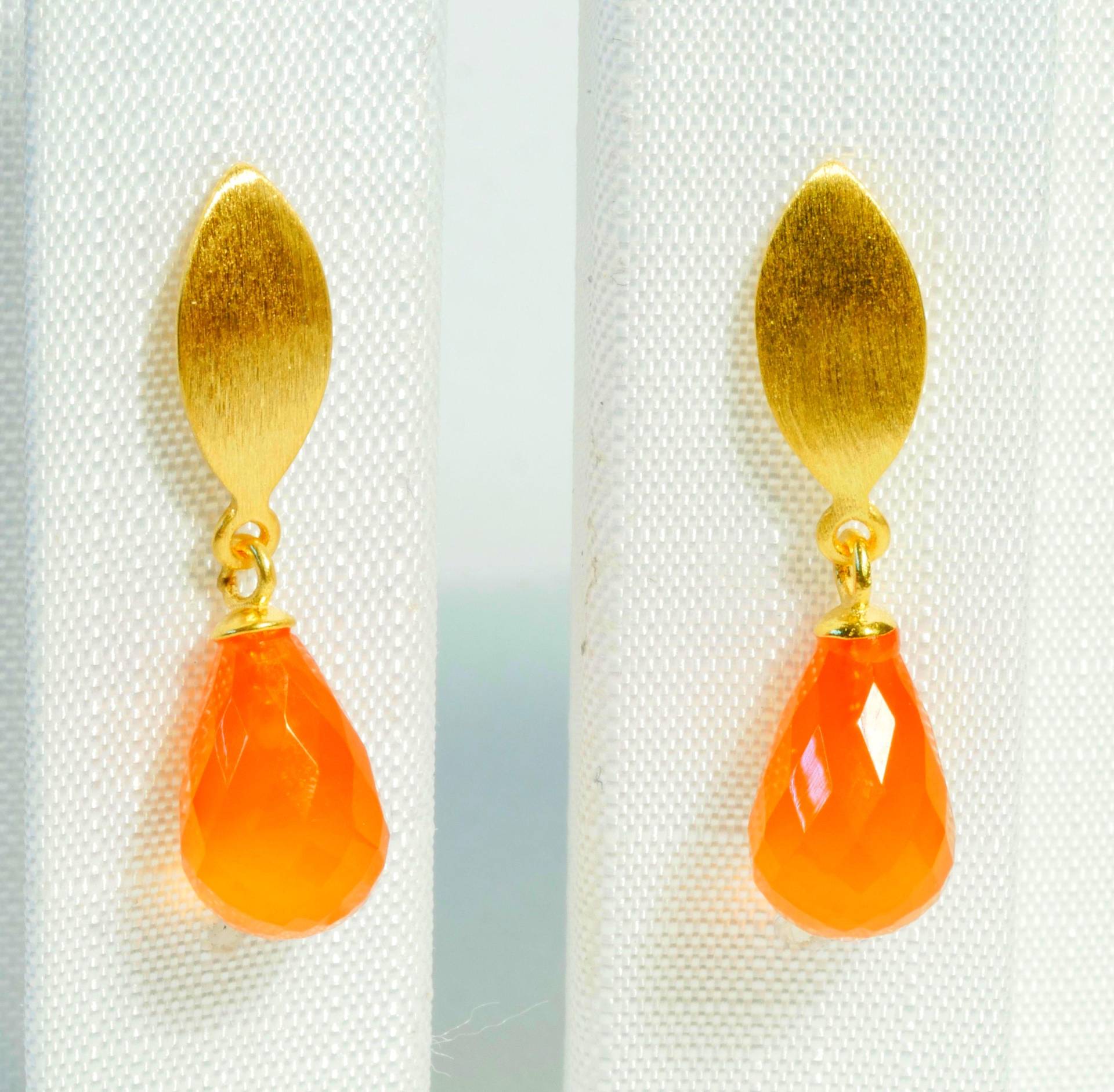 Karneol Ohrringe Orange Und Gold von SusanneKringsSchmuck