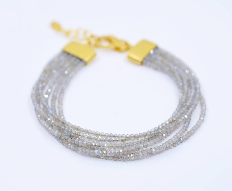 Labradorit Armband Mehrreihig, Länge 19 - 21cm Verstellbar von SusanneKringsSchmuck