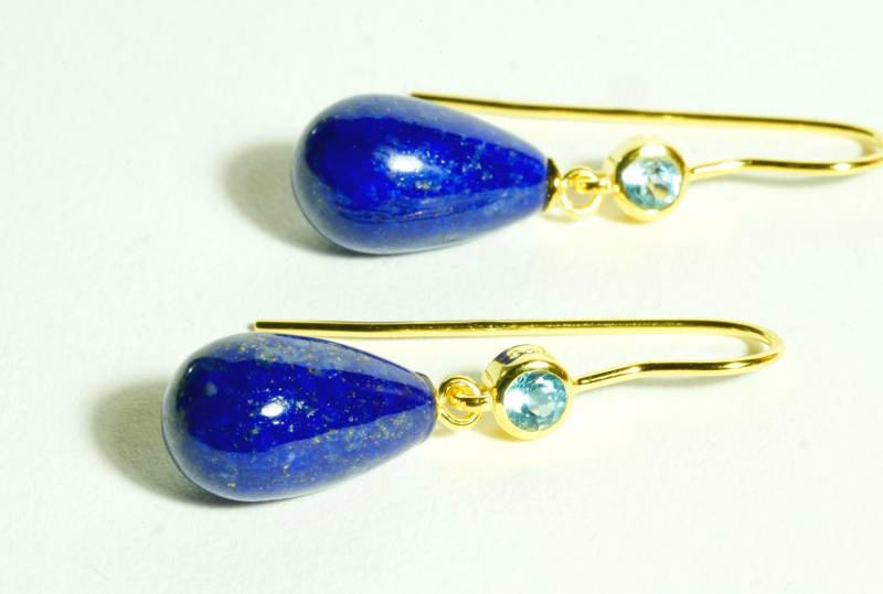 Lapis Lazuli Und Topas Ohrringe Gold von SusanneKringsSchmuck