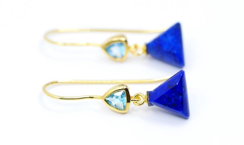 Lapis Lazuli Und Topas Ohrringe Gold von SusanneKringsSchmuck