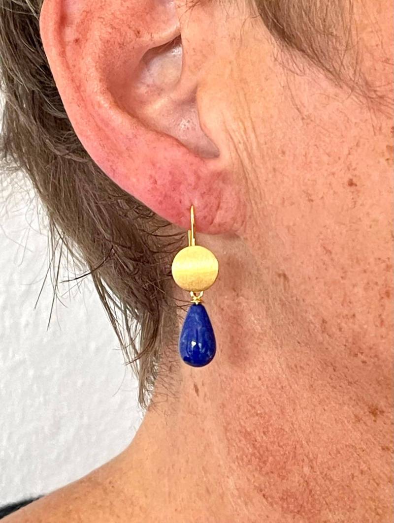 Ohrringe Lapis Lazuli Gold, Hängeohrringe von SusanneKringsSchmuck