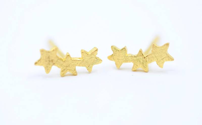 Ohrringe Sternen Schweif Gold von SusanneKringsSchmuck