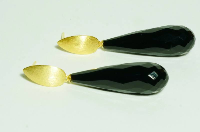Onyx Ohrringe Gold Lang von SusanneKringsSchmuck