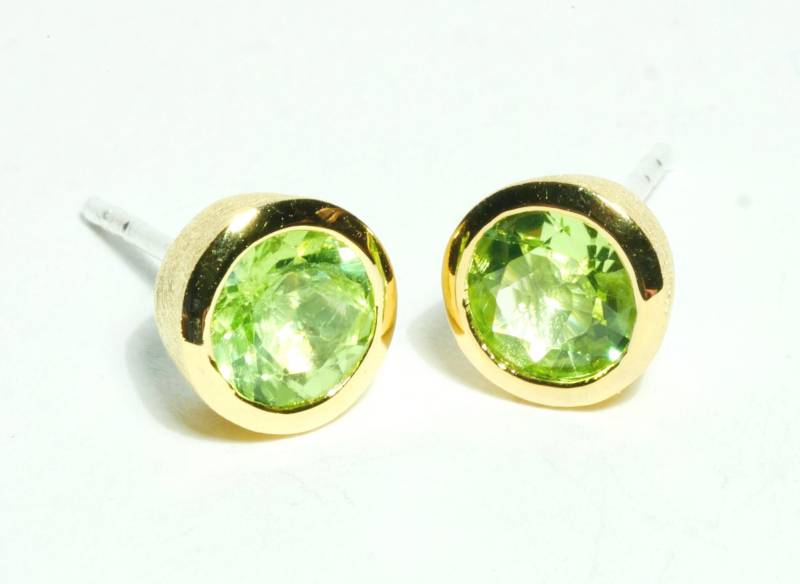 Peridot Ohrringe Rund Gold Silber von SusanneKringsSchmuck