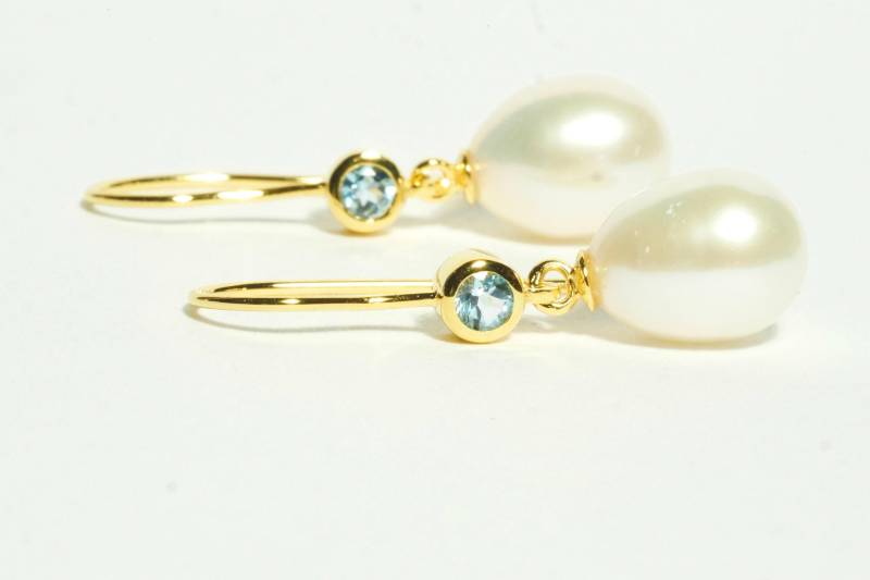 Perle Und Topas Ohrringe Gold von SusanneKringsSchmuck
