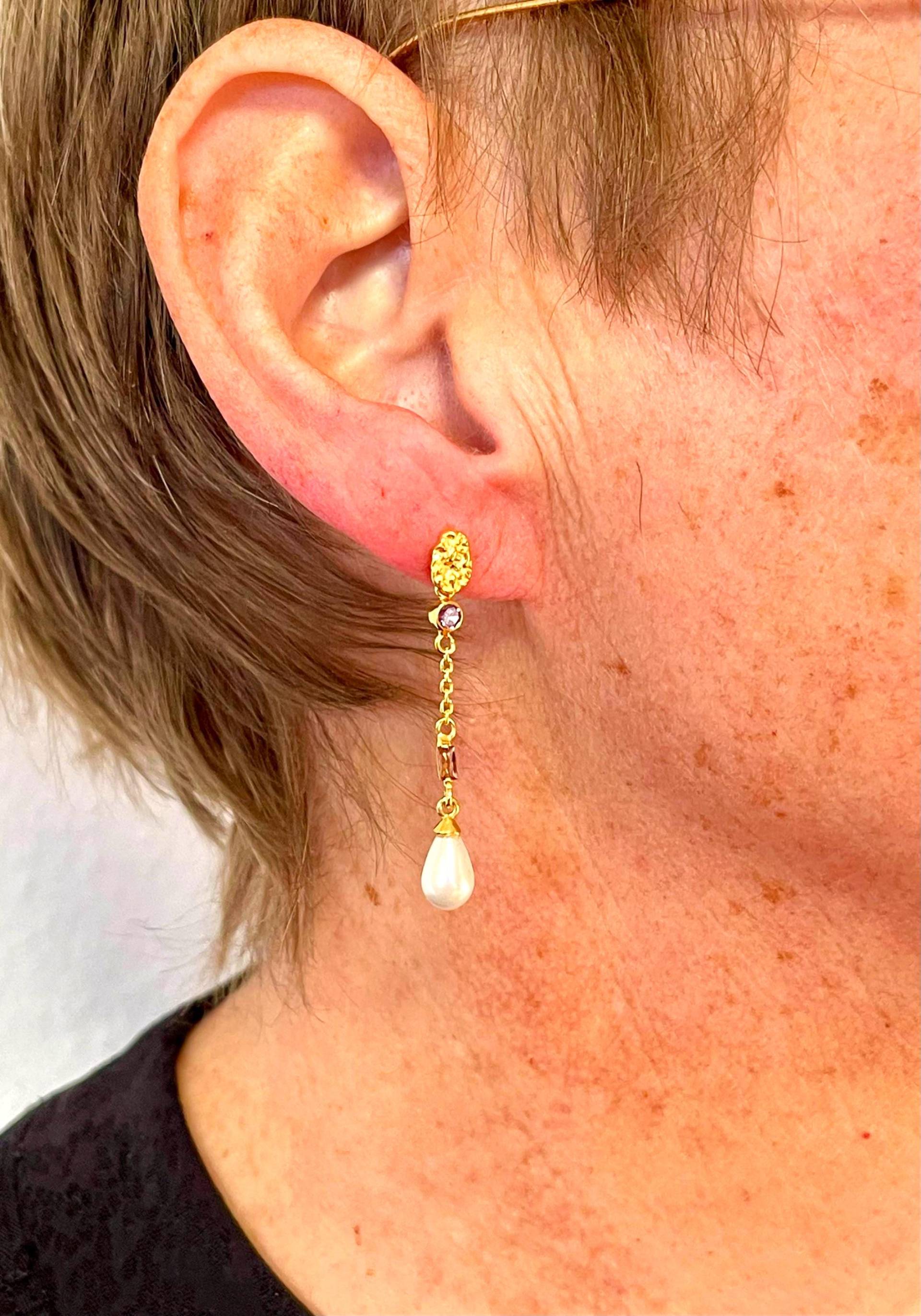 Perlen Ohrringe Mit Amethyst Und Rauchquarz von SusanneKringsSchmuck