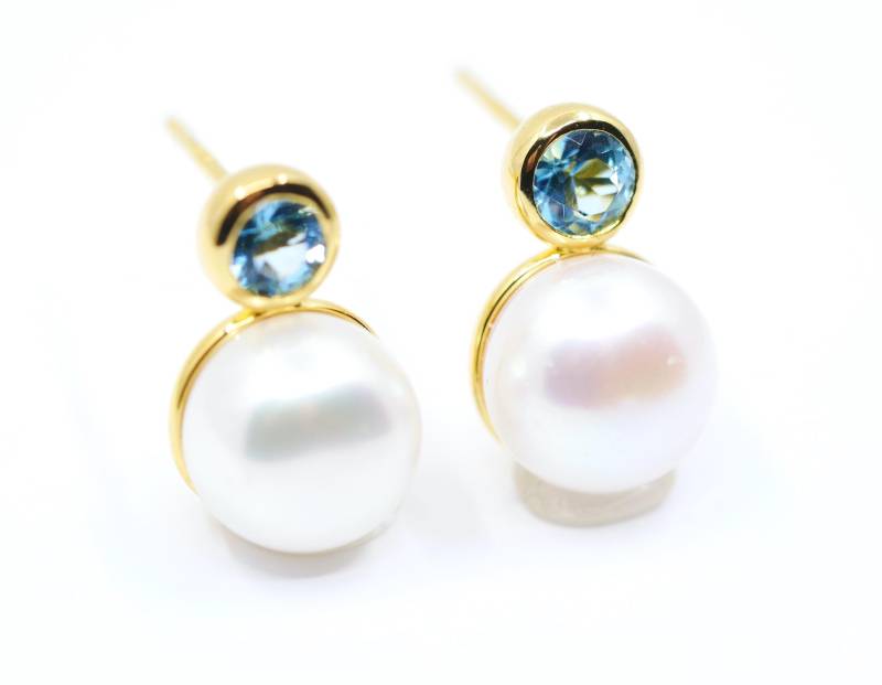 Perlen Ohrringe Mit Blauem Topas von SusanneKringsSchmuck