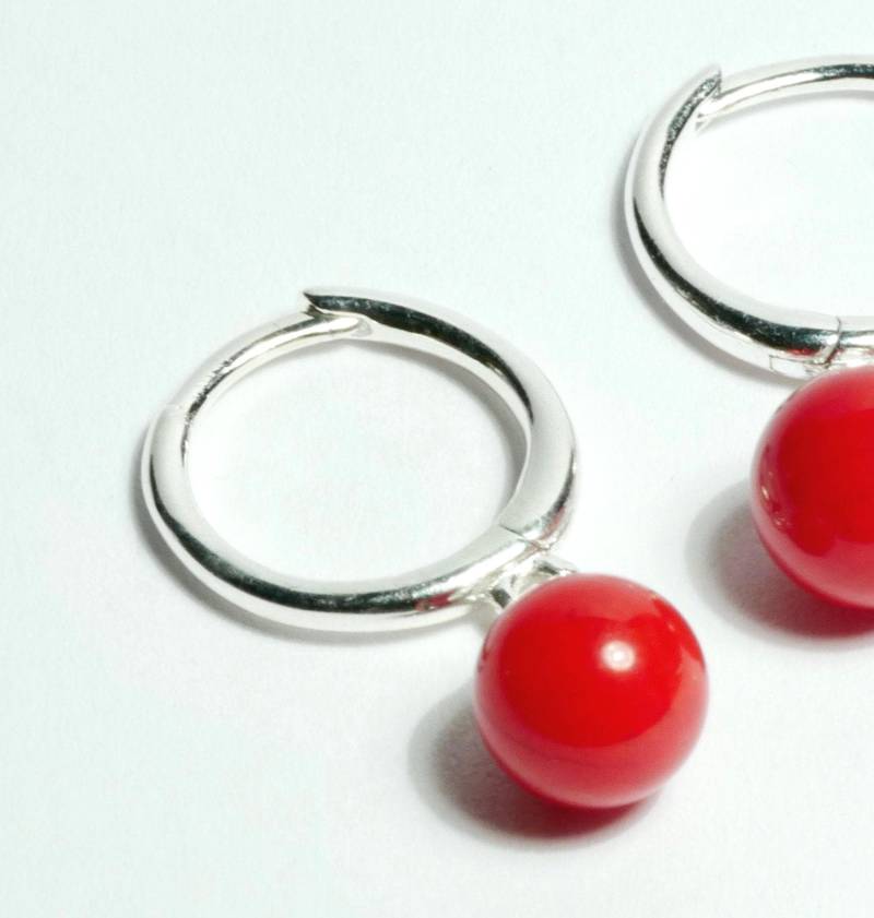 Silber Creole Mit Roter Koralle von SusanneKringsSchmuck