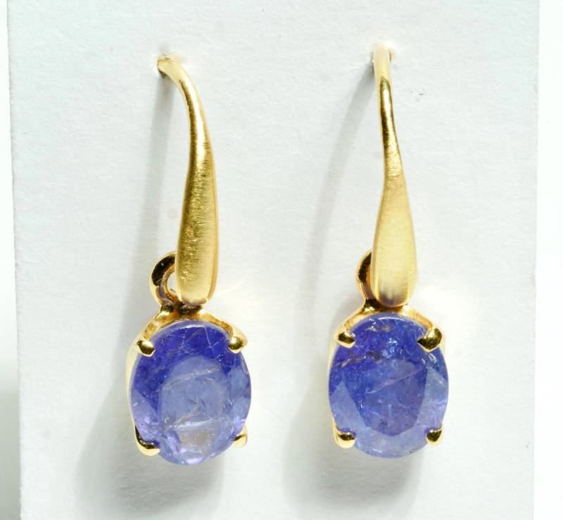 Tansanit Ohrringe Gold Oval von SusanneKringsSchmuck