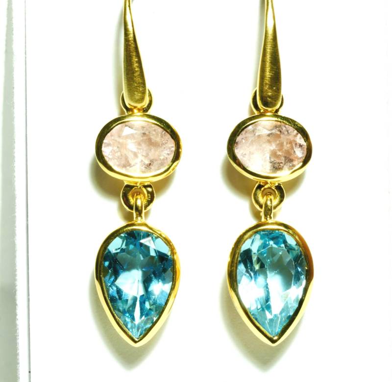 Topas Und Rosenquarz Ohrringe Gold von SusanneKringsSchmuck