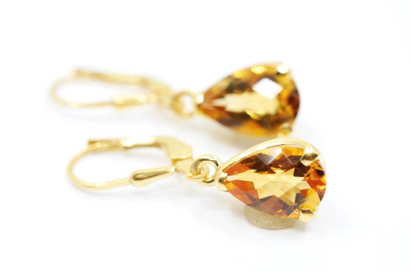 Zitrin Ohrringe Tropfen Gold von SusanneKringsSchmuck