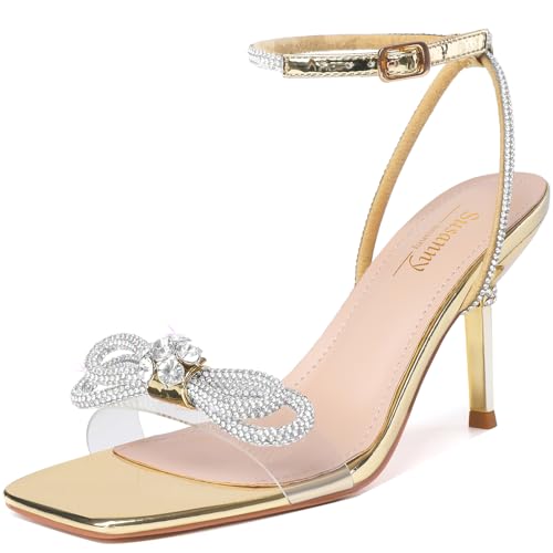 Susanny Damenschuhe, geschlossener Zehenbereich, Rhinstone, Hochzeit, niedriger Absatz, Slingback, klare Kitten-Heels, verstellbarer Riemen, spitzer Zehenbereich, Schleife, Pumps mit hohem Absatz Susanny Damenschuhe, geschlossener Zehenbereich, Rhinstone, Hochzeit, niedriger Absatz, Slingback, klare Kitten-Heels, verstellbarer Riemen, spitzer Zehenbereich, Schleife, Pumps mit hohem Absatz von Susanny