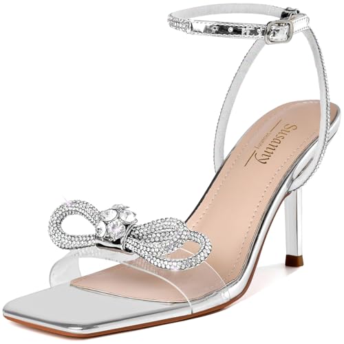 Susanny Damenschuhe, geschlossener Zehenbereich, Rhinstone, Hochzeit, niedriger Absatz, Slingback, klare Kitten-Heels, verstellbarer Riemen, spitzer Zehenbereich, Schleife, Pumps mit hohem Absatz Susanny Damenschuhe, geschlossener Zehenbereich, Rhinstone, Hochzeit, niedriger Absatz, Slingback, klare Kitten-Heels, verstellbarer Riemen, spitzer Zehenbereich, Schleife, Pumps mit hohem Absatz von Susanny