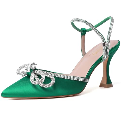 Susanny Damenschuhe, geschlossener Zehenbereich, Rhinstone, Hochzeit, niedriger Absatz, Slingback, klare Kitten-Heels, verstellbarer Riemen, spitzer Zehenbereich, Schleife, Pumps mit hohem Absatz Susanny Damenschuhe, geschlossener Zehenbereich, Rhinstone, Hochzeit, niedriger Absatz, Slingback, klare Kitten-Heels, verstellbarer Riemen, spitzer Zehenbereich, Schleife, Pumps mit hohem Absatz von Susanny