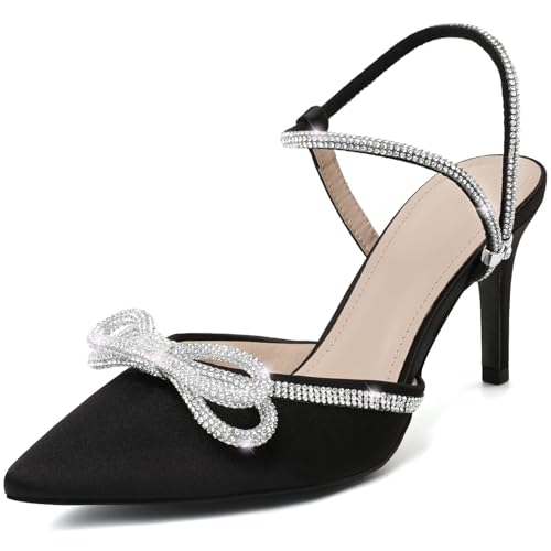 Susanny Damenschuhe, geschlossener Zehenbereich, Rhinstone, Hochzeit, niedriger Absatz, Slingback, klare Kitten-Heels, verstellbarer Riemen, spitzer Zehenbereich, Schleife, Pumps mit hohem Absatz Susanny Damenschuhe, geschlossener Zehenbereich, Rhinstone, Hochzeit, niedriger Absatz, Slingback, klare Kitten-Heels, verstellbarer Riemen, spitzer Zehenbereich, Schleife, Pumps mit hohem Absatz von Susanny