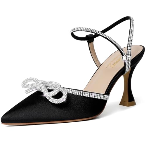 Susanny Damenschuhe, geschlossener Zehenbereich, Rhinstone, Hochzeit, niedriger Absatz, Slingback, klare Kitten-Heels, verstellbarer Riemen, spitzer Zehenbereich, Schleife, Pumps mit hohem Absatz Susanny Damenschuhe, geschlossener Zehenbereich, Rhinstone, Hochzeit, niedriger Absatz, Slingback, klare Kitten-Heels, verstellbarer Riemen, spitzer Zehenbereich, Schleife, Pumps mit hohem Absatz von Susanny