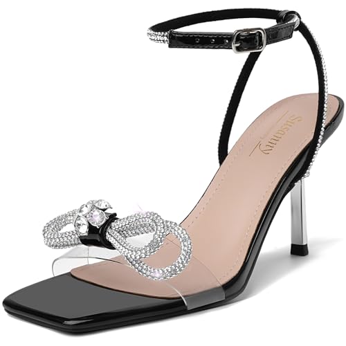 Susanny Damenschuhe, geschlossener Zehenbereich, Rhinstone, Hochzeit, niedriger Absatz, Slingback, klare Kitten-Heels, verstellbarer Riemen, spitzer Zehenbereich, Schleife, Pumps mit hohem Absatz Susanny Damenschuhe, geschlossener Zehenbereich, Rhinstone, Hochzeit, niedriger Absatz, Slingback, klare Kitten-Heels, verstellbarer Riemen, spitzer Zehenbereich, Schleife, Pumps mit hohem Absatz von Susanny