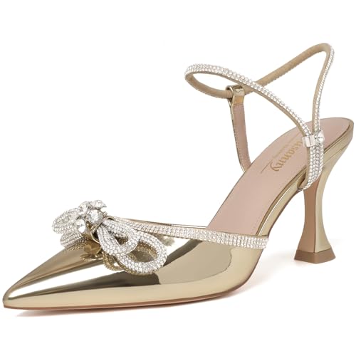 Susanny Damenschuhe, geschlossener Zehenbereich, Rhinstone, Hochzeit, niedriger Absatz, Slingback, klare Kitten-Heels, verstellbarer Riemen, spitzer Zehenbereich, Schleife, Pumps mit hohem Absatz Susanny Damenschuhe, geschlossener Zehenbereich, Rhinstone, Hochzeit, niedriger Absatz, Slingback, klare Kitten-Heels, verstellbarer Riemen, spitzer Zehenbereich, Schleife, Pumps mit hohem Absatz von Susanny