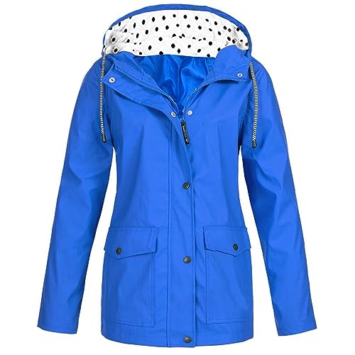 Damen Regenjacke mit Kapuze Wasserdicht Windbreaker Leichte Outdoorjacke Wasserdichter Windproof Regenmantel Atmungsaktiv Wetterfest Übergangsjacke Herbst- und Winterjacke mit Reißvers und Taschen von Susenstone