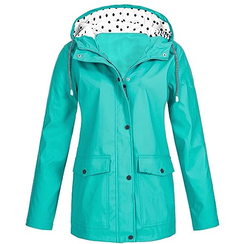 Damen Regenjacke mit Kapuze Wasserdicht Windbreaker Leichte Outdoorjacke Wasserdichter Windproof Regenmantel Atmungsaktiv Wetterfest Übergangsjacke Herbst- und Winterjacke mit Reißvers und Taschen von Susenstone