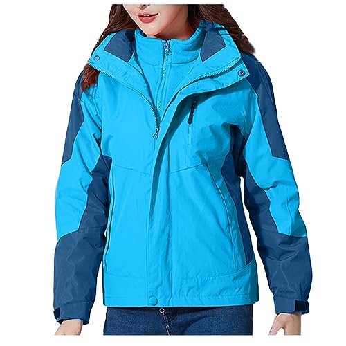 Funktionsjacke Damen Warm Winterjacke Wasserdicht Winddicht Verdickt 3-in-1 Jacke Outdoor Sport Warme Mantel Jacke Mit Abnehmbarer Kapuze Wasserabweisende Outdoorjacke Ski Jacke Wanderjacke von Susenstone