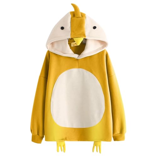 Kawaii Hoodie Damen Pullover Niedliche Huhn Kapuzenpullover Casual Langarm Sweatshirt mit Kapuze Tasche Teenager Mädchen Herbst Winter Langarmshirt Lässig Outerwear Pulli Oberteile Tops Shirt von Susenstone