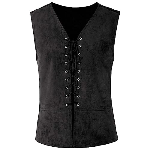 Mittelalter Kleidung Herren Weste Renaissance Pirate Kostüm Renaissance Herren Schnürung Wendeweste Mittelalter Pirat Gothic Weste Gothic Steampunk Schnürweste Cosplay Top Halloween Costume von Susenstone