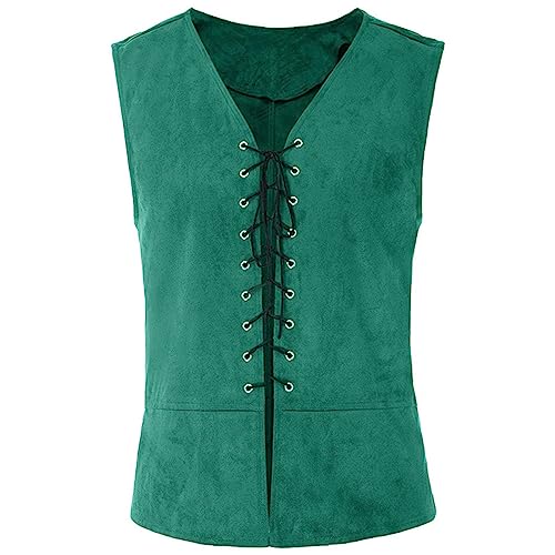 Mittelalter Kleidung Herren Weste Renaissance Pirate Kostüm Renaissance Herren Schnürung Wendeweste Mittelalter Pirat Gothic Weste Gothic Steampunk Schnürweste Cosplay Top Halloween Costume von Susenstone