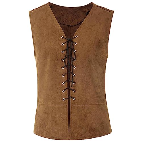 Mittelalter Kleidung Herren Weste Renaissance Pirate Kostüm Renaissance Herren Schnürung Wendeweste Mittelalter Pirat Gothic Weste Gothic Steampunk Schnürweste Cosplay Top Halloween Costume von Susenstone