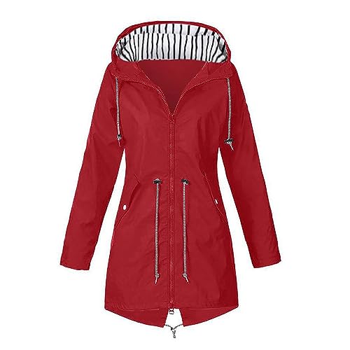 Susenstone Damen Regenjacke mit Kapuze 2023 Wasserdicht Atmungsaktiv Regenmantel Softshelljacke Outdoorjacke Übergangsjacke Windbreaker Leichte Jacke Herbst Winter Funktionsjacke Wandern Fahrrad von Susenstone