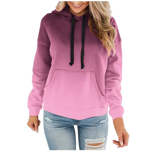 Susenstone Oversize Sweatshirt Damen, Tops Teenager Mädchen Pullover Casual Sweatshirts Mit Kapuze Lässiges, Sport Oberteile LangäRmliges Farbverlaufsdruck für Damen Im Herbst Winter Aus Samt von Susenstone