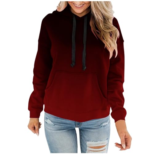 Susenstone Oversize Sweatshirt Damen, Tops Teenager Mädchen Pullover Casual Sweatshirts Mit Kapuze Lässiges, Sport Oberteile LangäRmliges Farbverlaufsdruck für Damen Im Herbst Winter Aus Samt von Susenstone