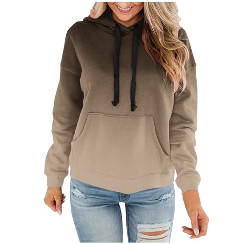 Susenstone Oversize Sweatshirt Damen, Tops Teenager Mädchen Pullover Casual Sweatshirts Mit Kapuze Lässiges, Sport Oberteile LangäRmliges Farbverlaufsdruck für Damen Im Herbst Winter Aus Samt von Susenstone