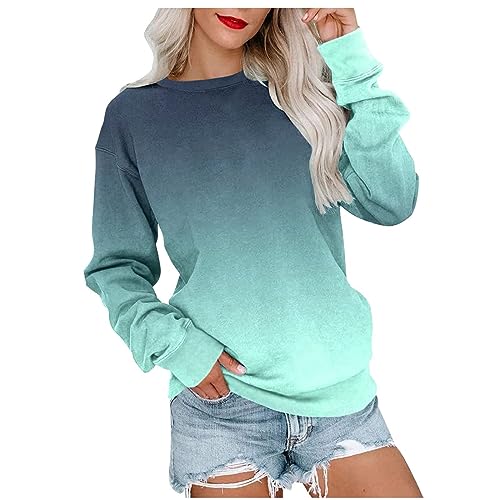 Susenstone T-Shirts für Damen, Pullover Elegant Crop Tops Langarm Casual Bedrucktes Tops Mit Rundhalsausschnitt Und Langen Ärmeln Sweatshirt Damen Ohne Kapuze Kleidung Outfit Frühling Sommer von Susenstone