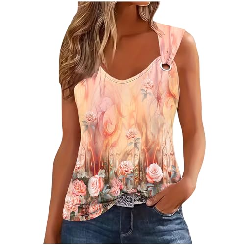 Susenstone Tank Top Damen Elegant Blusetops Ärmellose Lässig Sommer Kurz Frauen Trägertop Damentop Croptops Bedruckte Neckholder Tops mit Rundhalsausschnitt Westen Damen Oberteile Teenager Mädchen von Susenstone