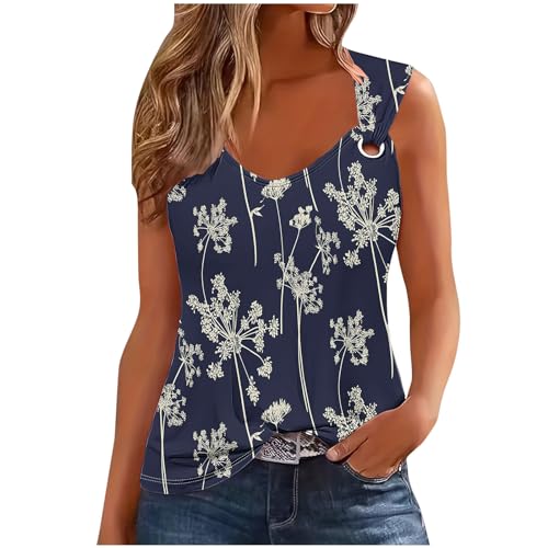 Susenstone Tank Top Damen Elegant Blusetops Ärmellose Lässig Sommer Kurz Frauen Trägertop Damentop Croptops Bedruckte Neckholder Tops mit Rundhalsausschnitt Westen Damen Oberteile Teenager Mädchen von Susenstone