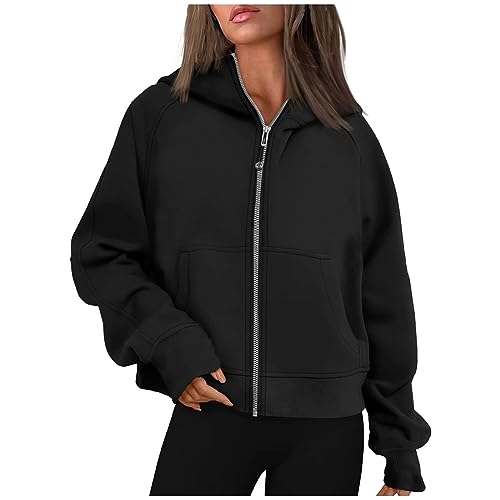 Sweatshirt Damen Mit Kapuze Sport Oberteile Damen Tops FüR Damen Einfarbiges, Modisches Taschen-Sweatshirt, Lockeres Fitness ReißVerschluss Kapuzen Freizeit Vielseitige Und Schmale Strickjacke von Susenstone