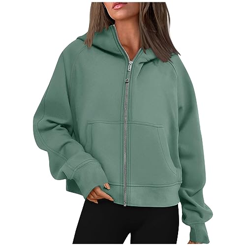 Sweatshirt Damen Mit Kapuze Sport Oberteile Damen Tops FüR Damen Einfarbiges, Modisches Taschen-Sweatshirt, Lockeres Fitness ReißVerschluss Kapuzen Freizeit Vielseitige Und Schmale Strickjacke von Susenstone