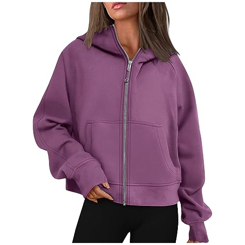 Sweatshirt Damen Mit Kapuze Sport Oberteile Damen Tops FüR Damen Einfarbiges, Modisches Taschen-Sweatshirt, Lockeres Fitness ReißVerschluss Kapuzen Freizeit Vielseitige Und Schmale Strickjacke von Susenstone