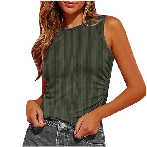 Tank Top Damen Eng Elegant Y2K Oberteil Neckholder Ärmellose Tanktop Basic Tops Damen Trägertop Damentop Croptops Leicht Fitness Sport Tops Blusetops Ärmellose Lässig Sommer Slim Fit Basic Shirt von Susenstone