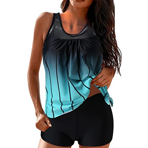 Tankini Damen Set Bademode Set Sport Badeanzug Damen Tankini Mit Shorts Bademode Sommer Elegant Badeanzüge Oberteil Mit Badeshorts Strandkleid Strandmode Große Größen Tankini Damen Bauchweg von Susenstone